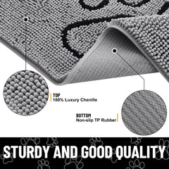 Smiry dog door mat turned over to show its textured rubber backing.