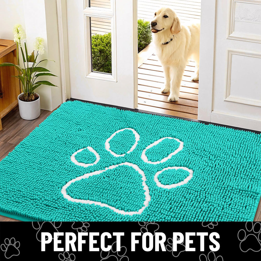 Smiry dog door mat shown from a side angle.