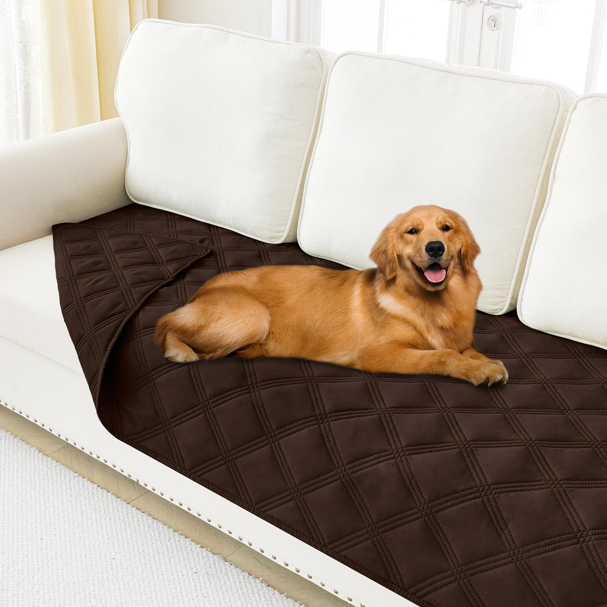 Smiry Waterproof Dog Blanket shown from the front to display its overall quilted design.