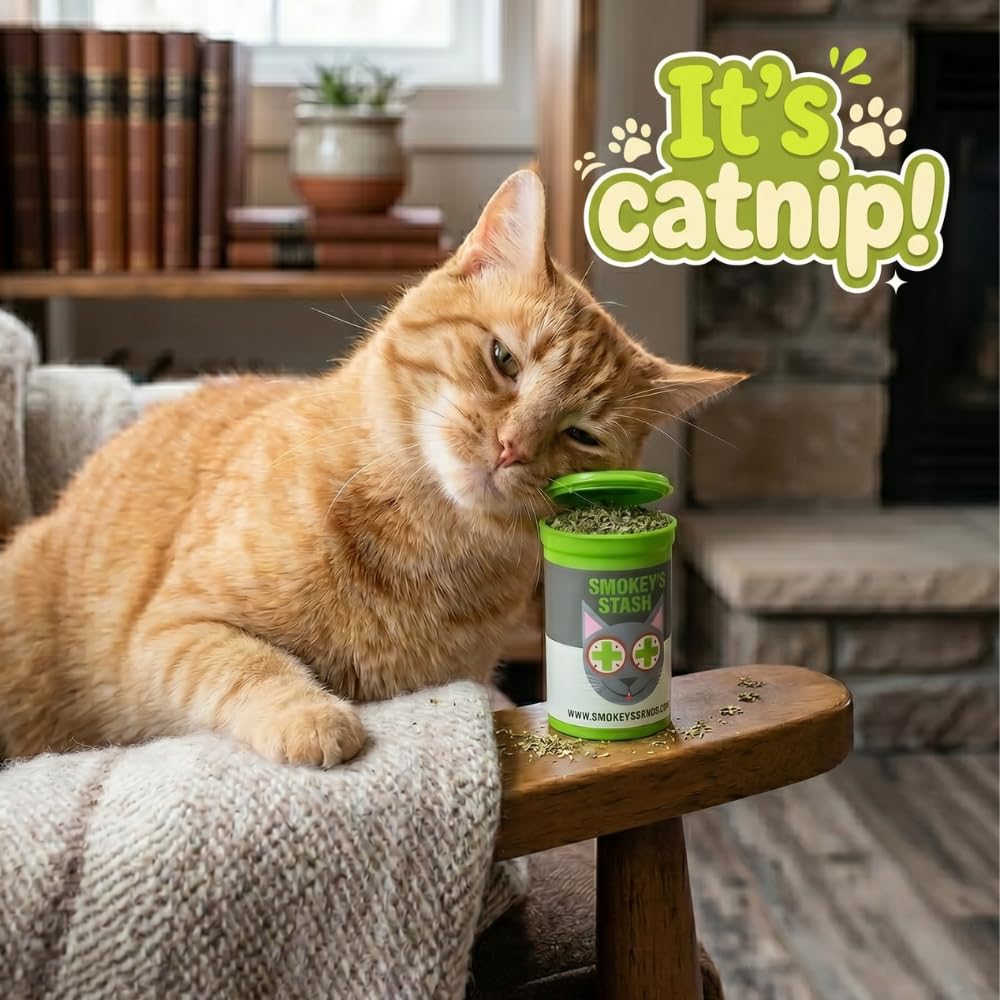 Smokey's Stash catnip spray applied to a cat toy.