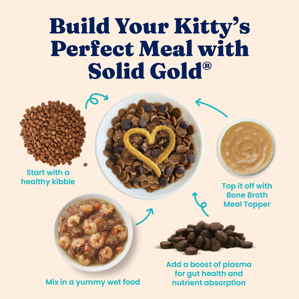 Solid Gold tuna bone broth cat topper served as a standalone treat.
