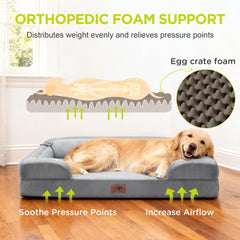 Song Puppy dog bed close-up highlighting the egg crate memory foam interior.