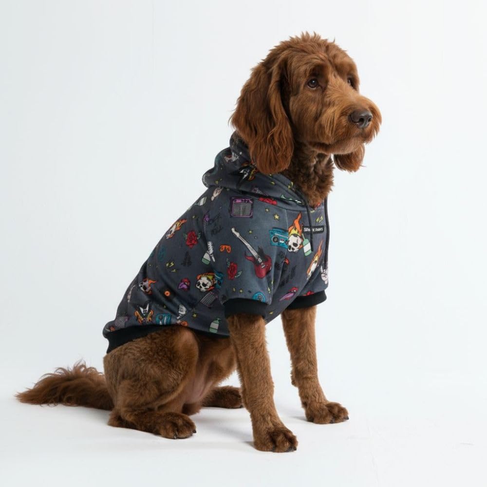 Spark Paws dog hoodie shown from the front.