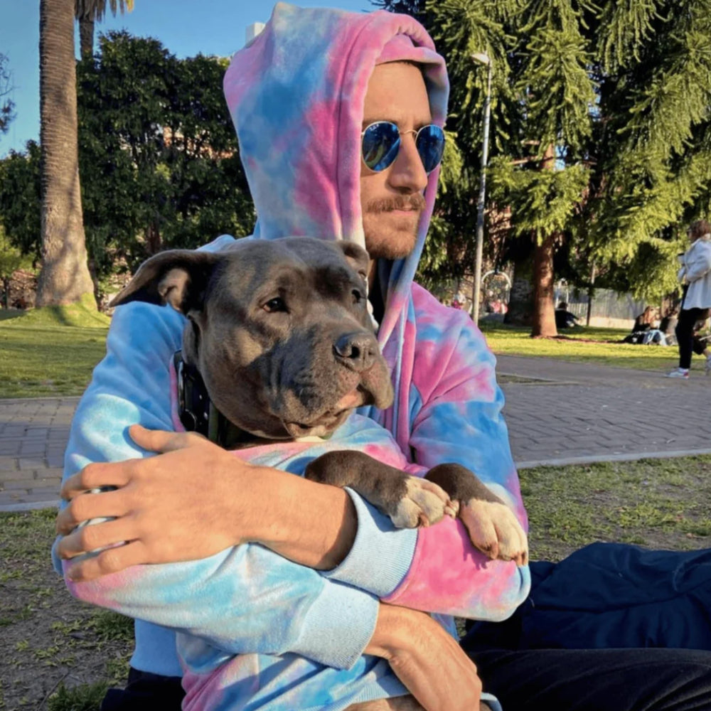 Spark Paws Dog Hoodie leash opening shown for harness access.