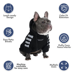 Spark Paws Dog Hoodie leash opening for access to a harness underneath.