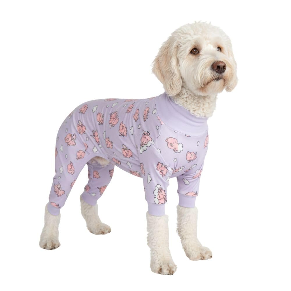 Spark Paws dog pajamas onesie shown from the front.