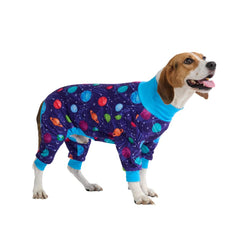 Spark Paws dog pajamas shown from the front in a full-body onesie style.