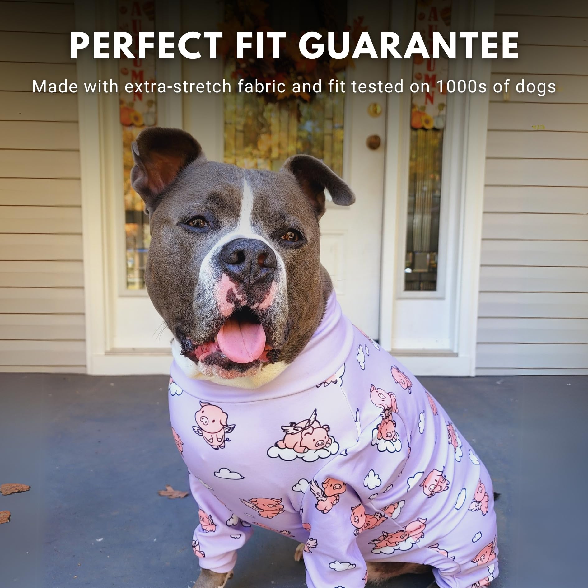 Spark Paws dog pajamas size chart for comparing chest girth.