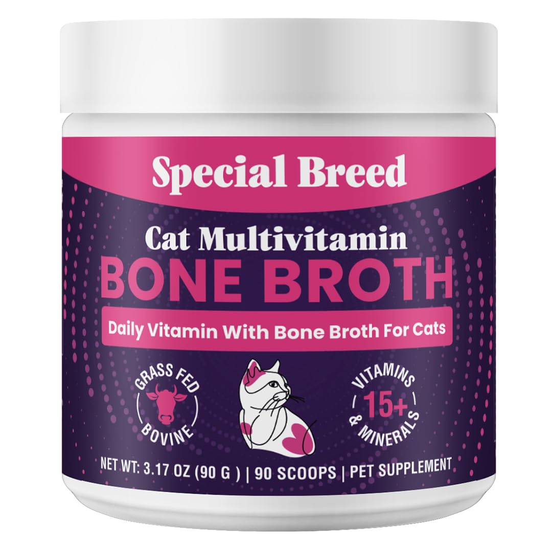 Front view of Special Breed Cat Multivitamin powder and its product packaging.