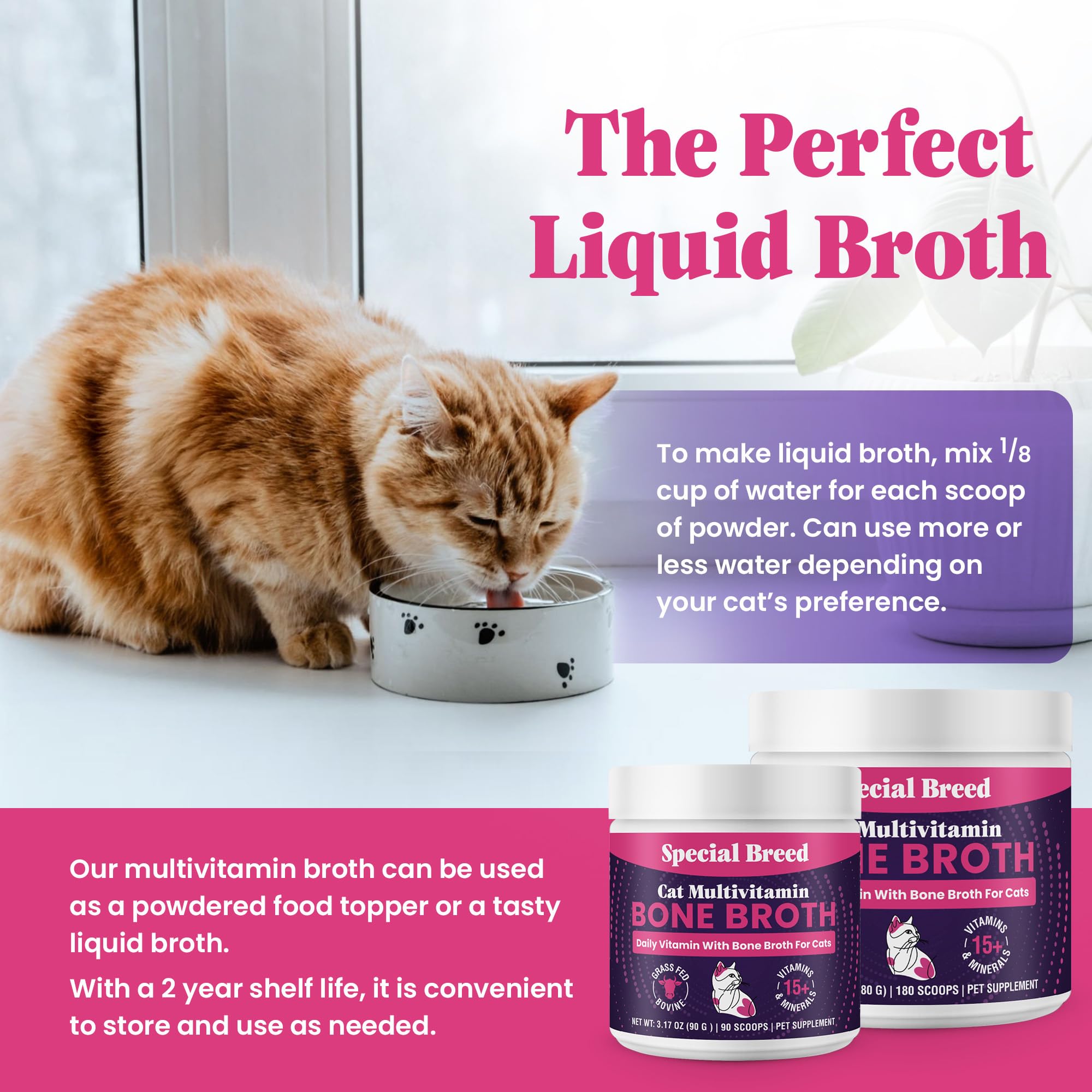 Close-up view of the powder in Special Breed Cat Multivitamin.