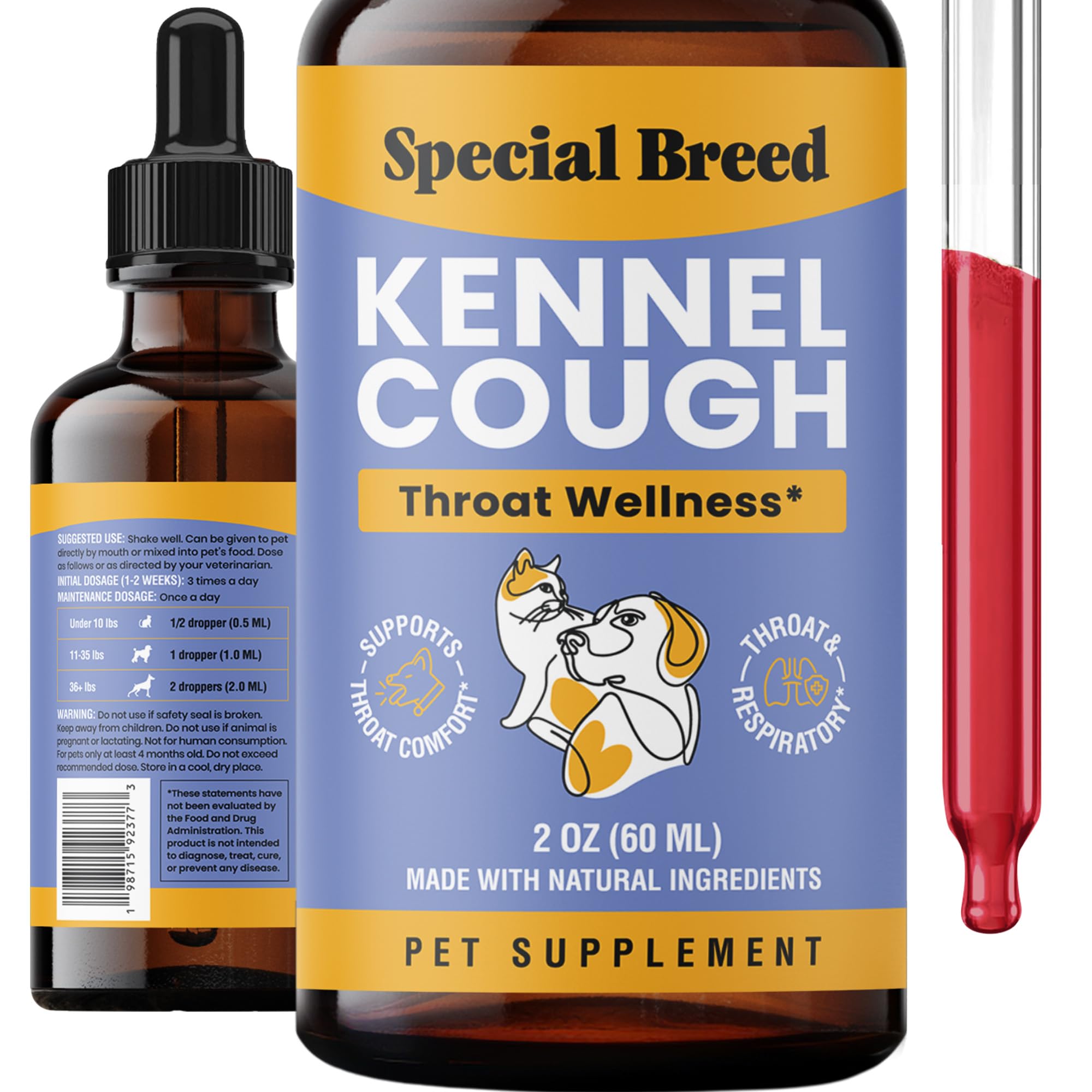 Special Breed Kennel Cough Support bottle shown from the front.