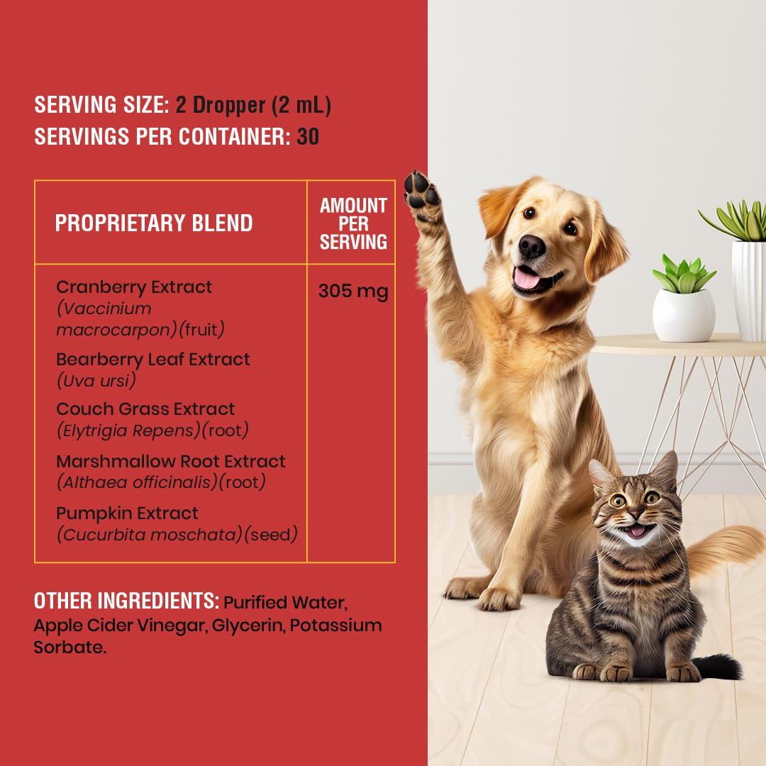 The ingredient label on Special Breed urinary support drops.
