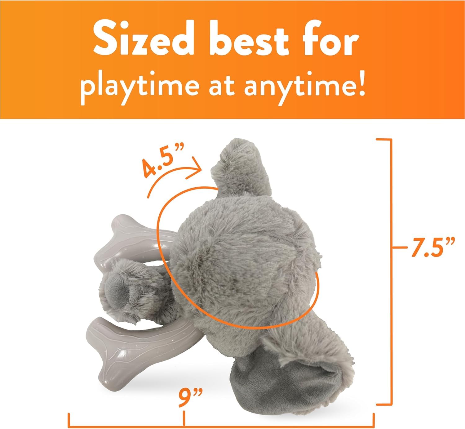 Spunky Pup Knucklehead dog toy shown during play with its elephant design.