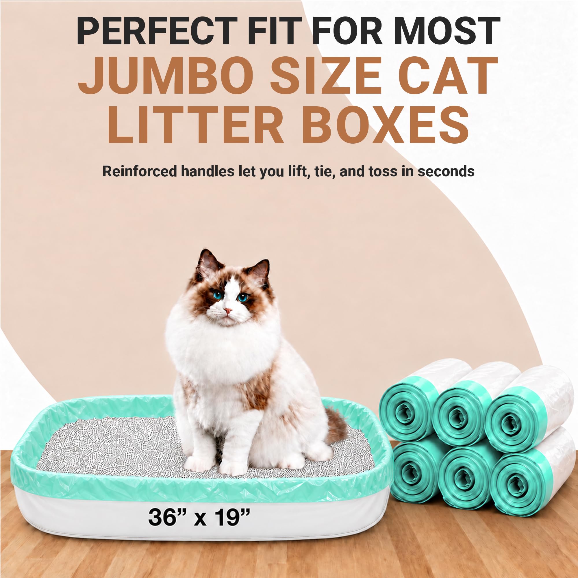 Stazilix jumbo cat litter box liner close-up showing its drawstring closure.