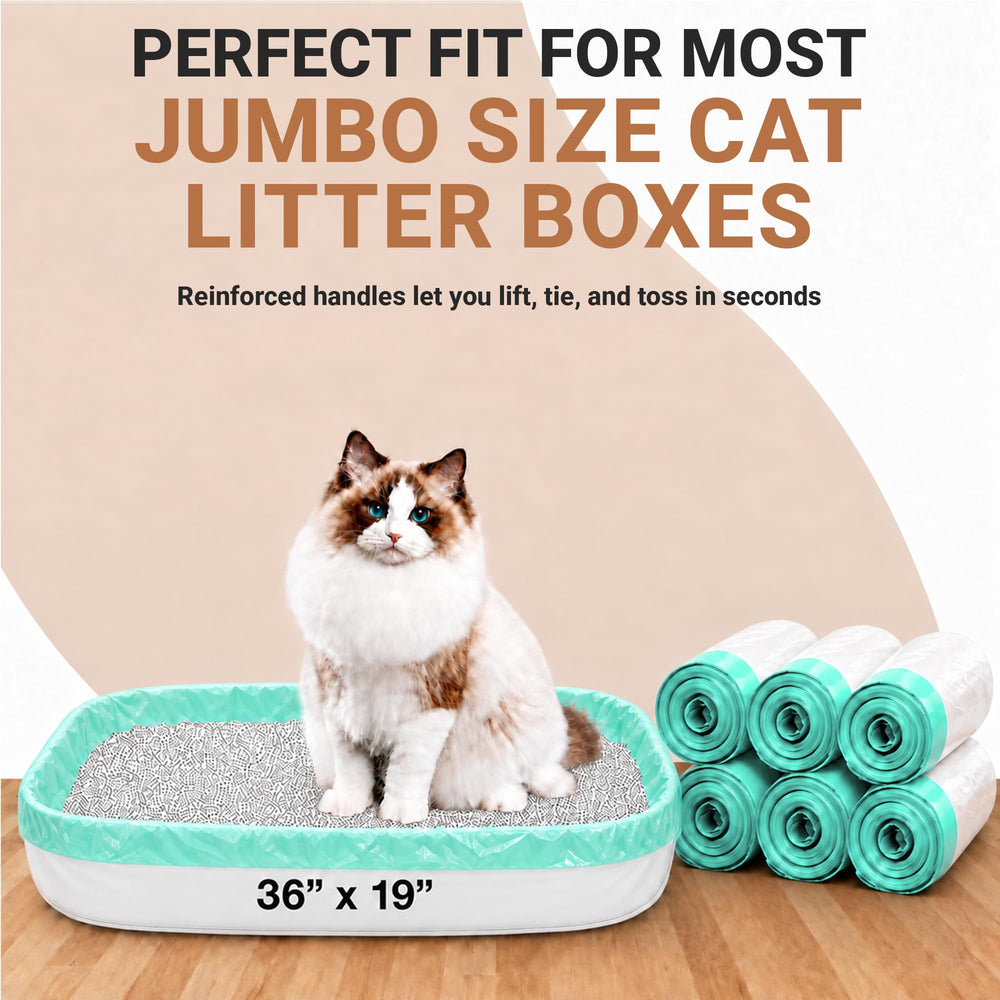 Stazilix jumbo cat litter box liner close-up showing its drawstring closure.