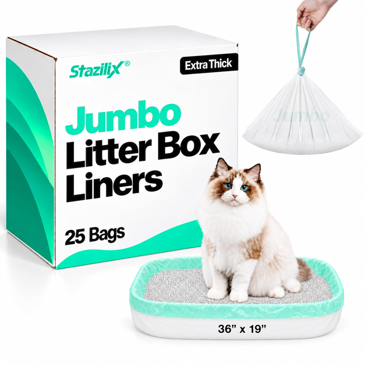 Stazilix jumbo cat litter box liner shown from the front.