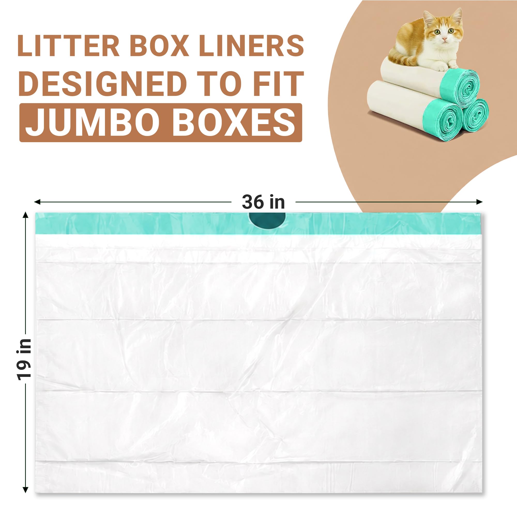 Stazilix jumbo cat litter box liners shown with the 36 x 19 inch size and 25-bag pack.
