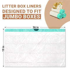 Stazilix jumbo cat litter box liners shown with the 36 x 19 inch size and 25-bag pack.