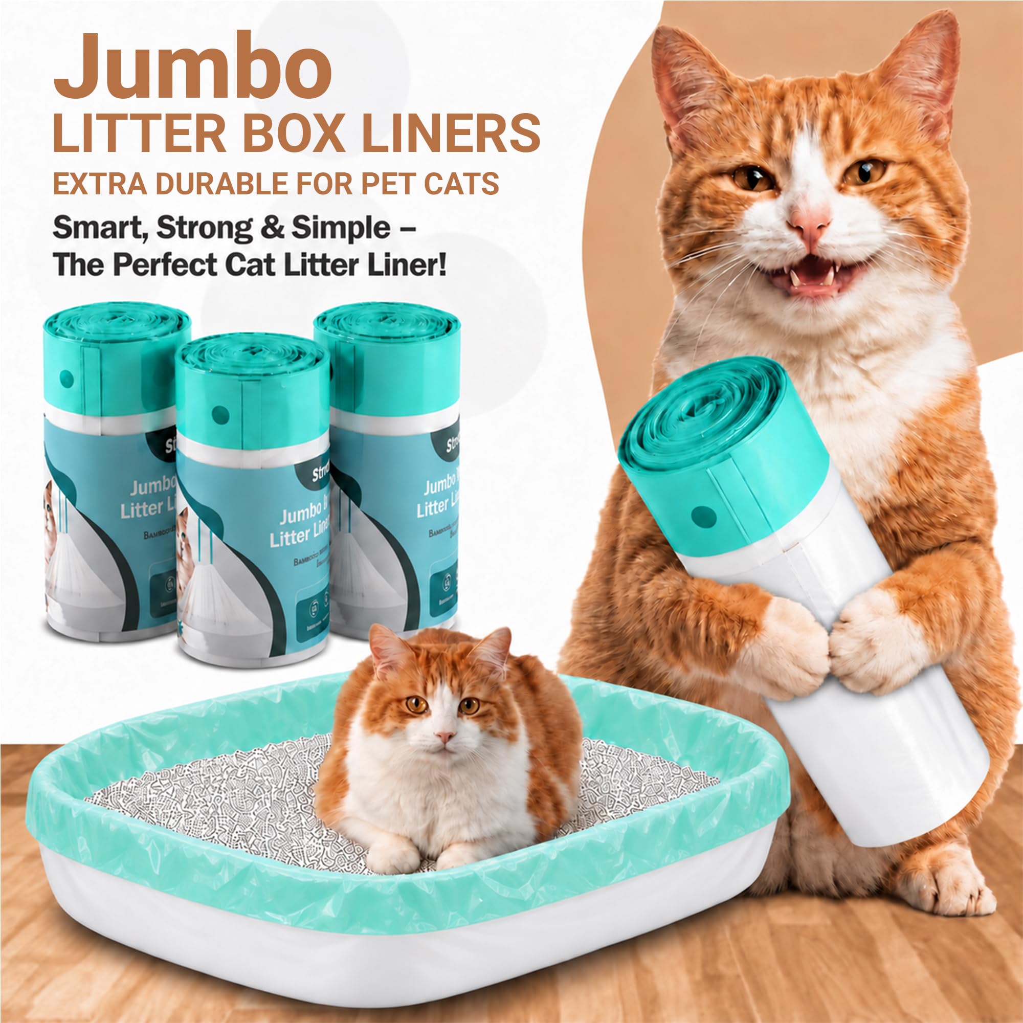 Stazilix jumbo cat litter box liner shown covering a litter tray.