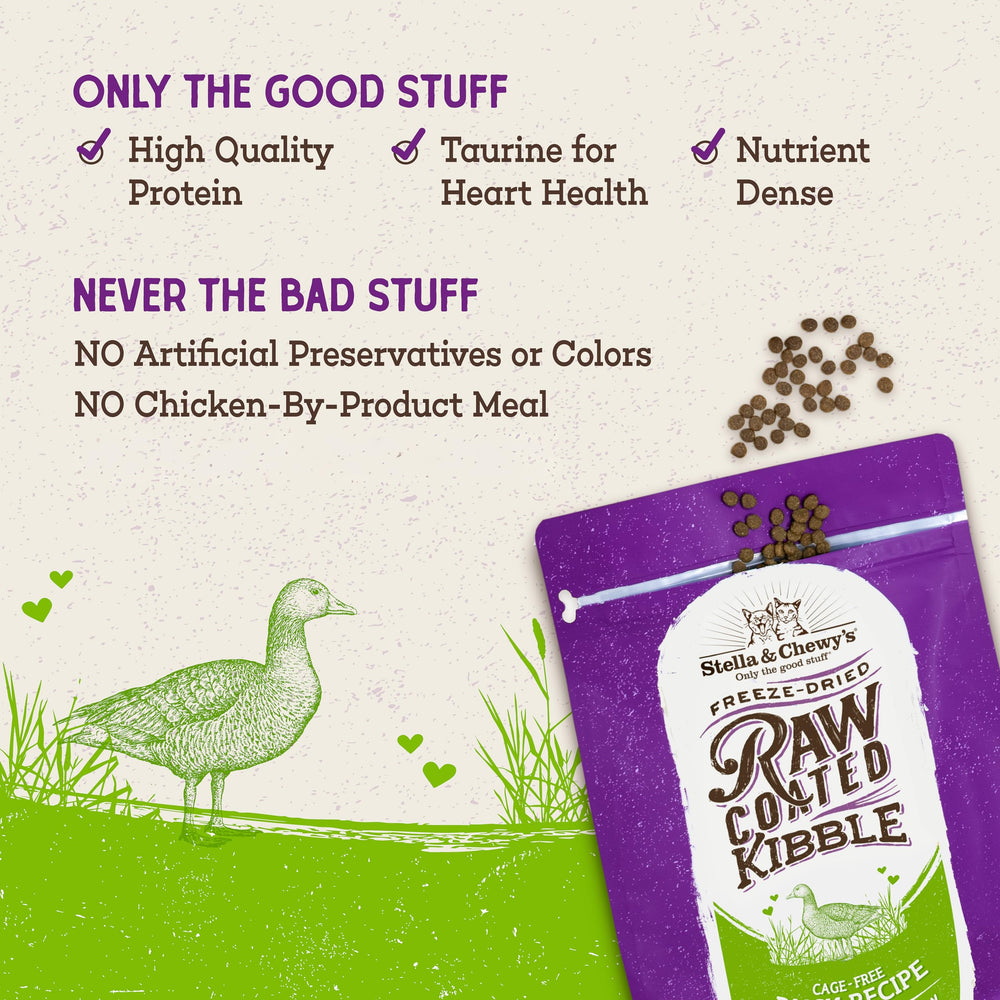 A cat eating Stella & Chewy's Raw Coated Cat Food.