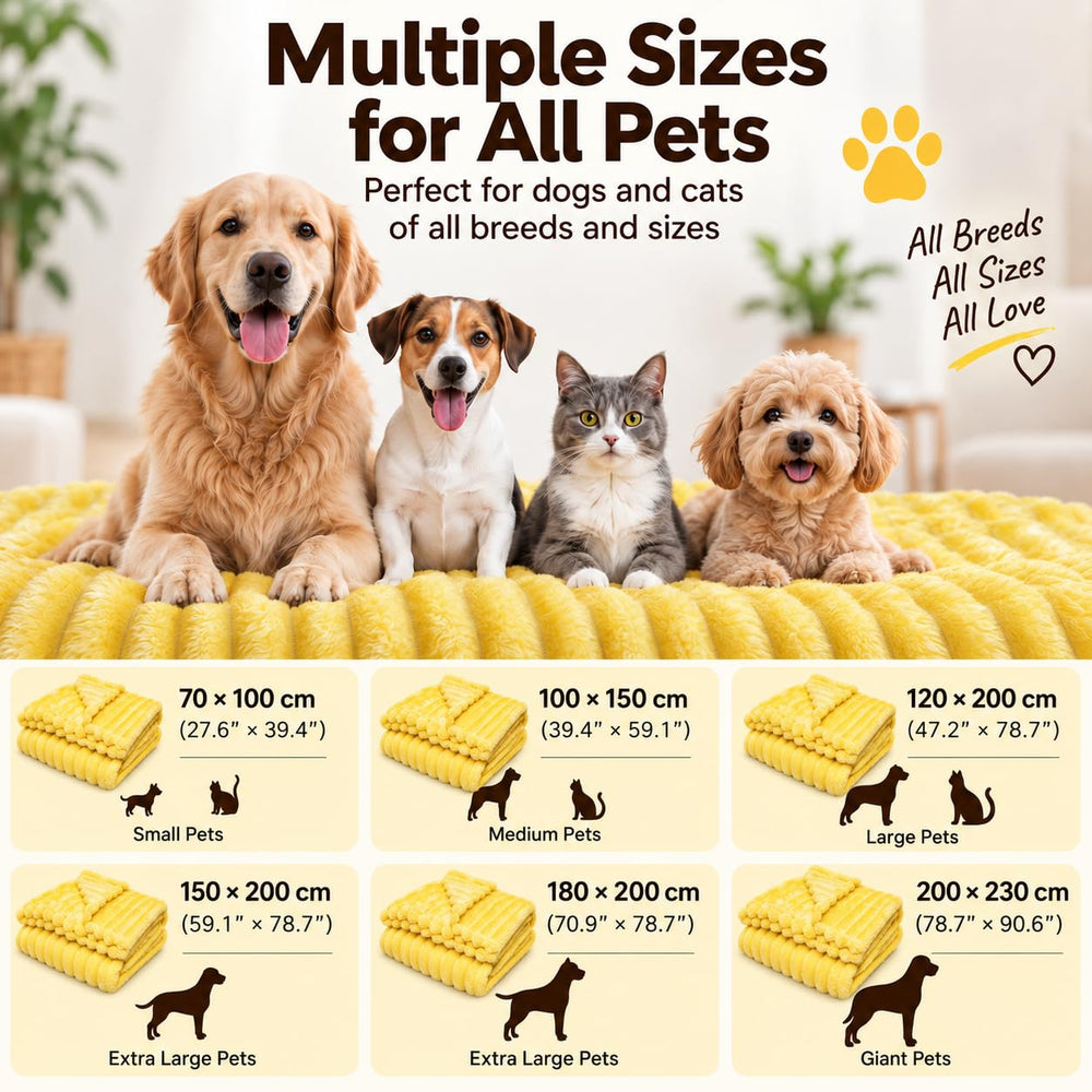 A dog resting on the Stlemiko Yellow Dog Blanket.