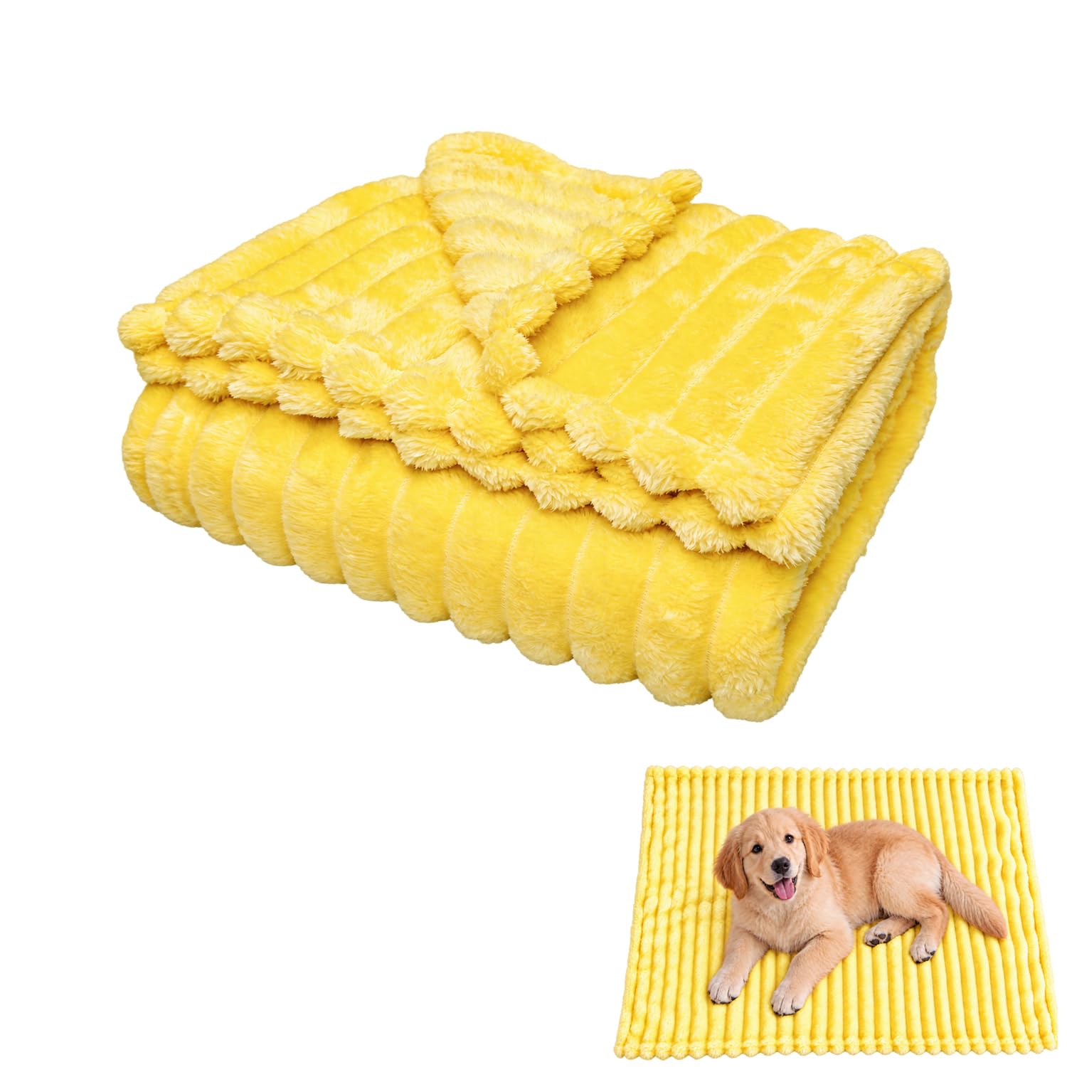 Stlemiko Yellow Dog Blanket shown from the front.