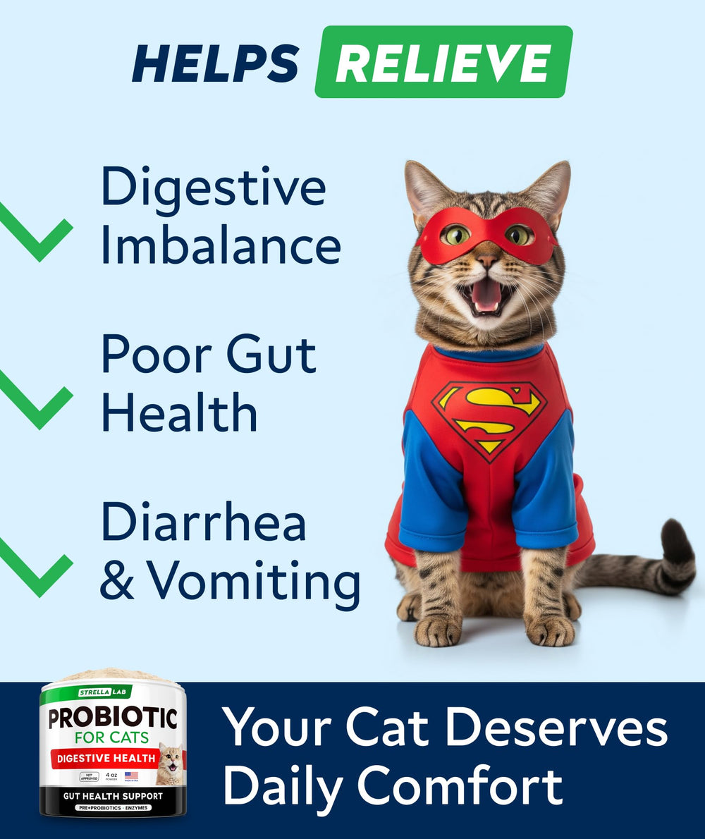 STRELLALAB Cat Probiotic Powder shown for use with dogs.