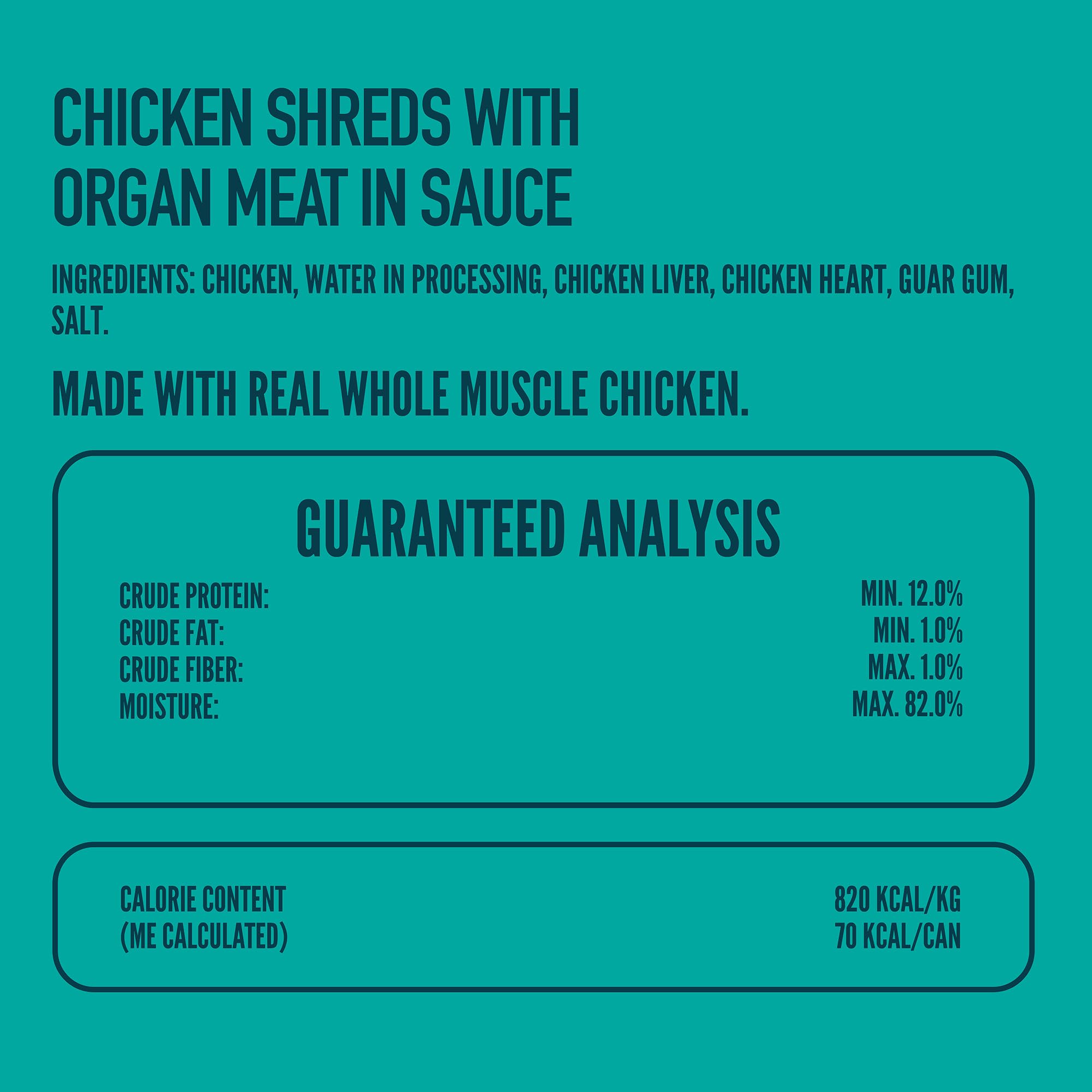 Strongheart Chicken Shreds cat topper featuring chicken liver and heart.