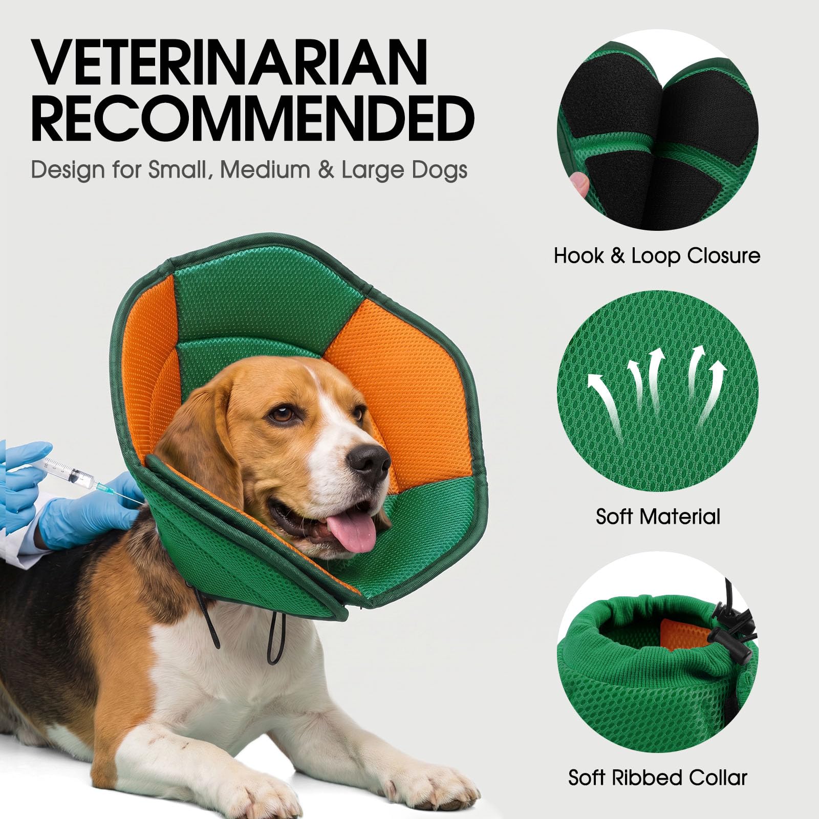 SUNFURA soft dog cone showing the hook-and-loop closure.