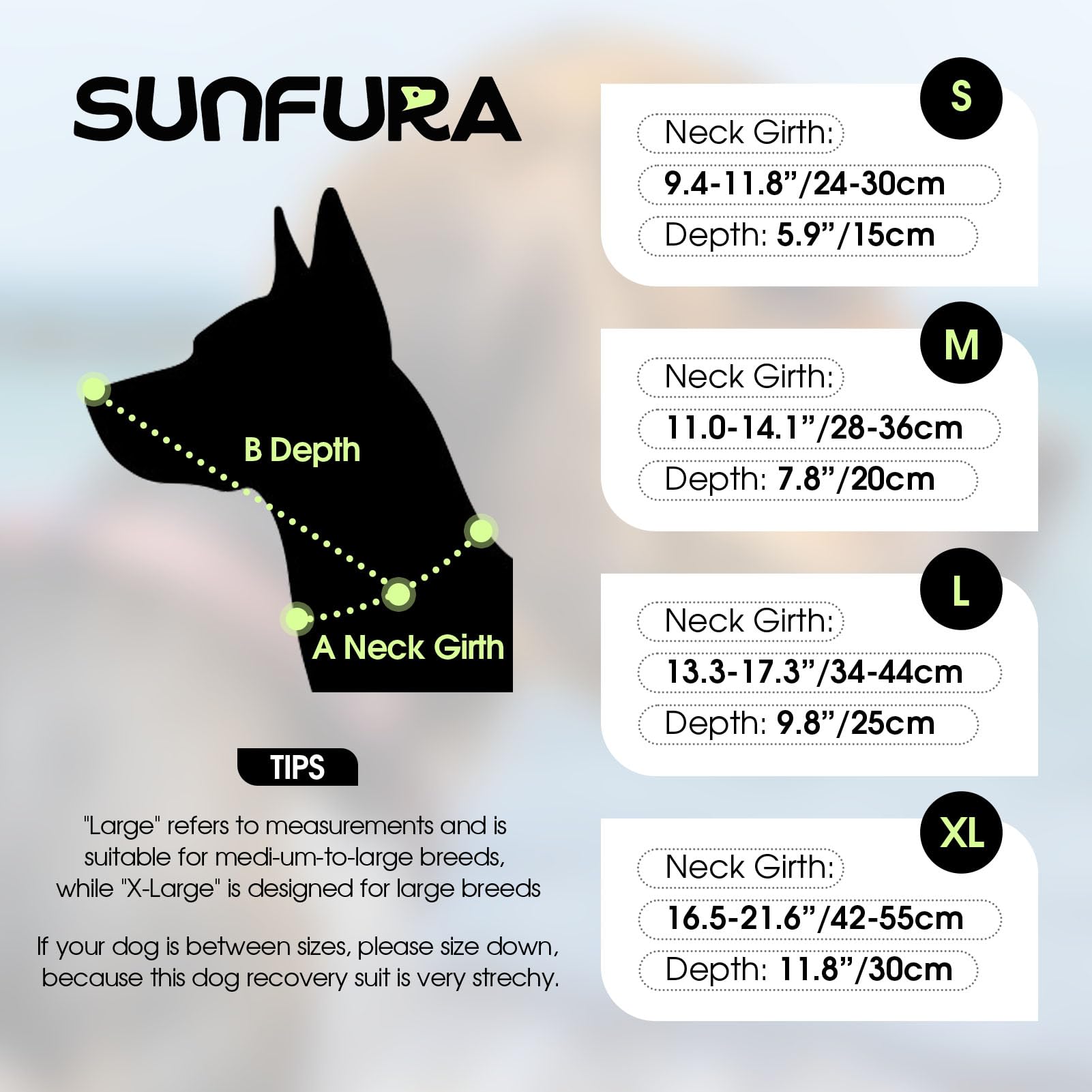 SUNFURA soft dog cone shown from the side.