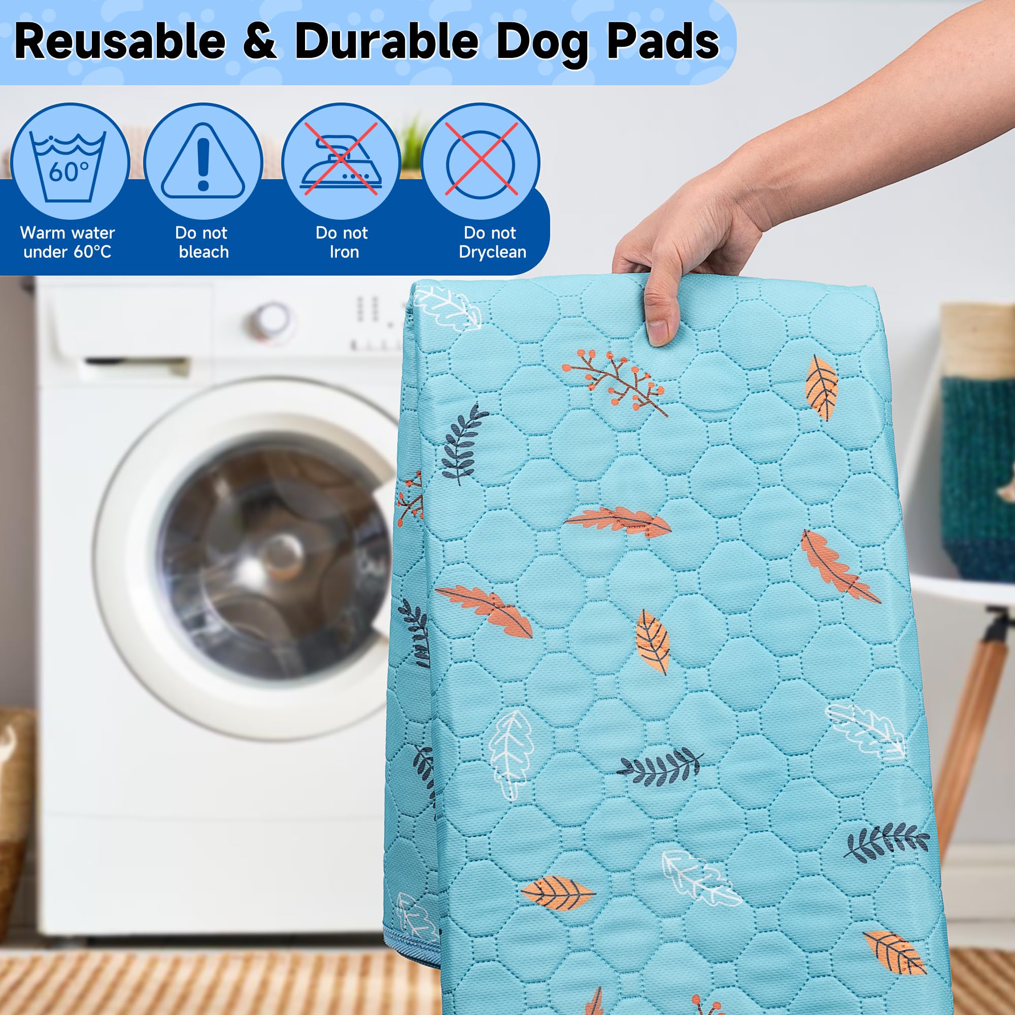 Sunheir washable dog pee pad underside with a paw-shaped silicone non-slip base