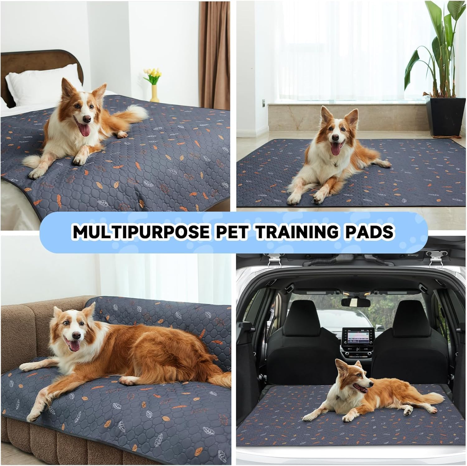 Sunheir washable pet pee pads shown folded to display their reusable format.