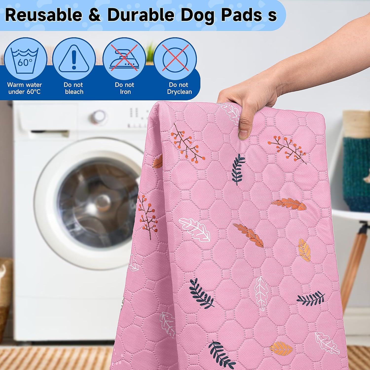 Sunheir washable pet pee pad placed as a liner in a pet's resting area.
