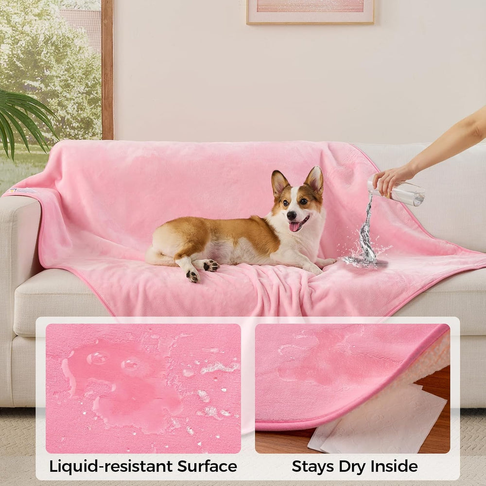 Sunheir waterproof dog blanket showing its smooth flannel fleece side.