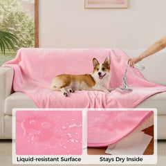 Sunheir waterproof dog blanket showing its smooth flannel fleece side.