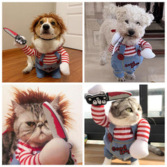 SunnyLisa Chucky dog costume shown from the side to display its overall shape.