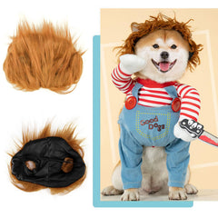 SunnyLisa Chucky dog costume wig shown close up with its fluffy appearance.