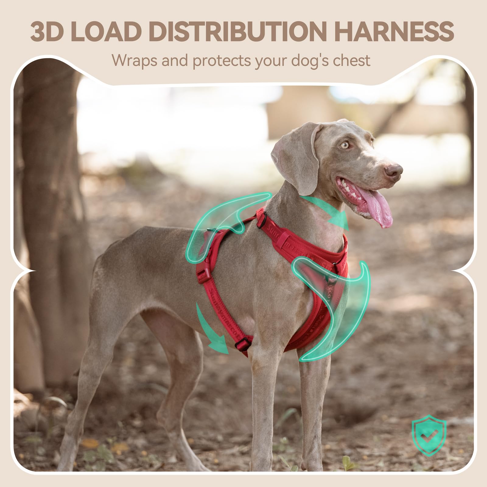 Sunraymascota dog harness close-up highlighting its padded support.