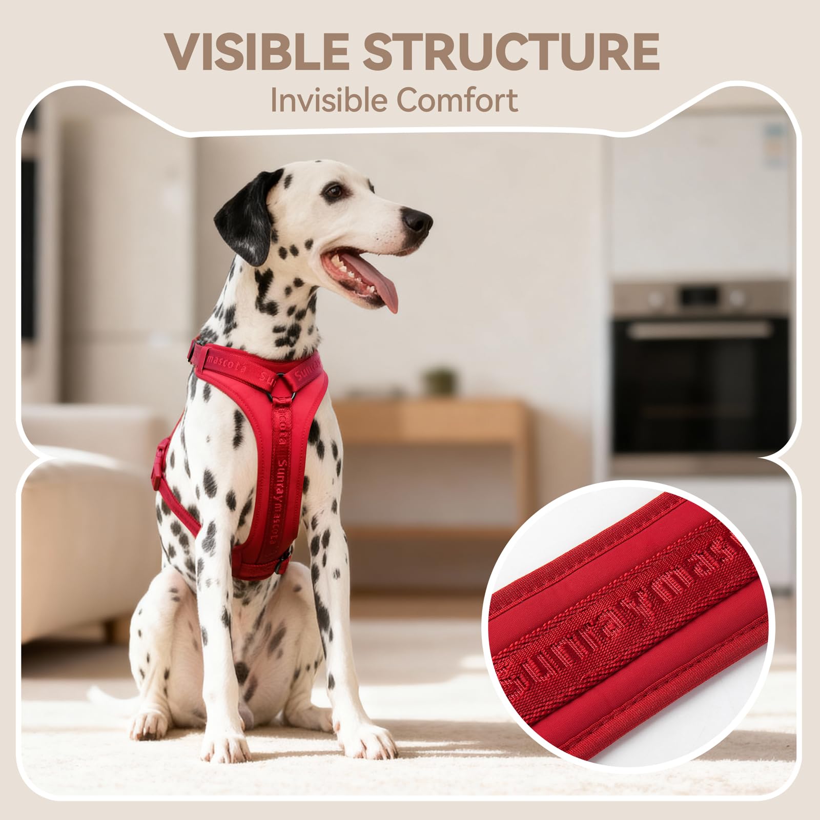 Sunraymascota dog harness shown with its smooth inner lining.