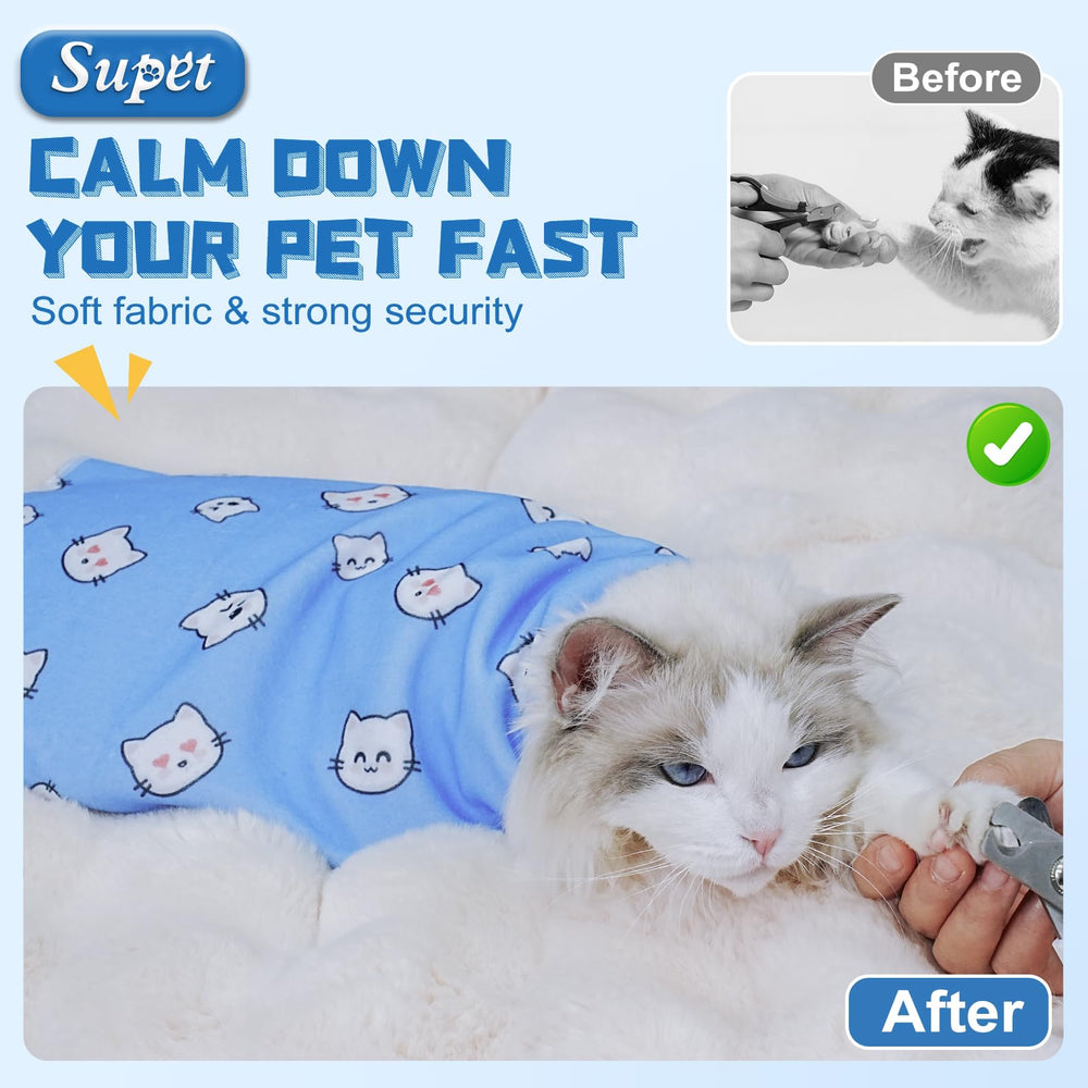 Supet Cat Grooming Wrap used while trimming a cat’s nails.