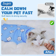 Supet Cat Grooming Wrap used while trimming a cat’s nails.