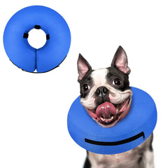 Supet dog cone collar shown from the front with its soft donut shape.