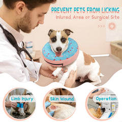 Supet inflatable dog recovery collar showing its donut-shaped design.