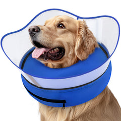Supet inflatable dog recovery collar shown from the front with its donut-shaped design.