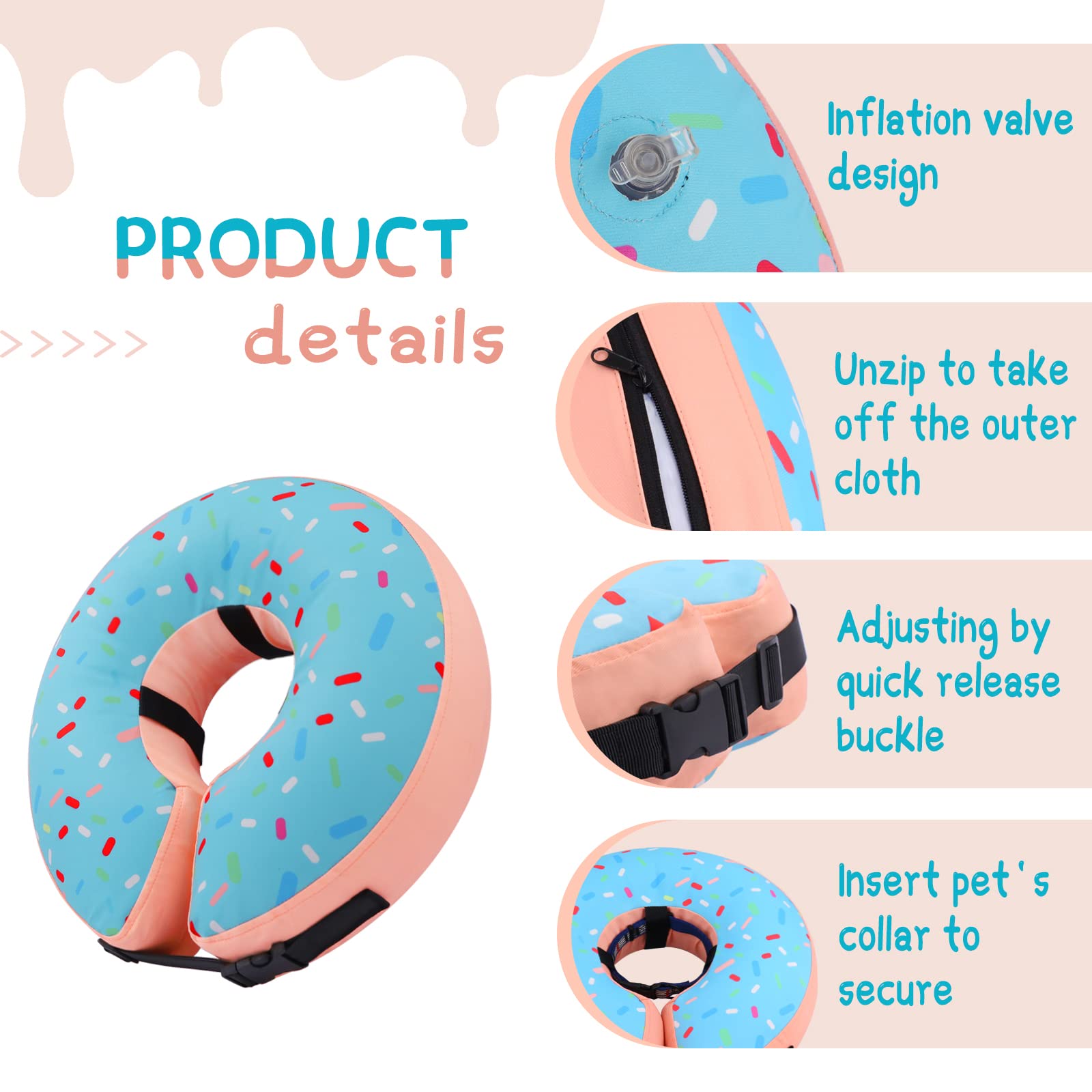 Supet inflatable dog recovery collar shown from a side angle.