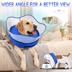 Supet inflatable dog recovery collar shown with the cover zipper detail.