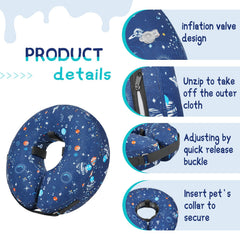 Supet inflatable dog cone collar showing its removable outer cover.