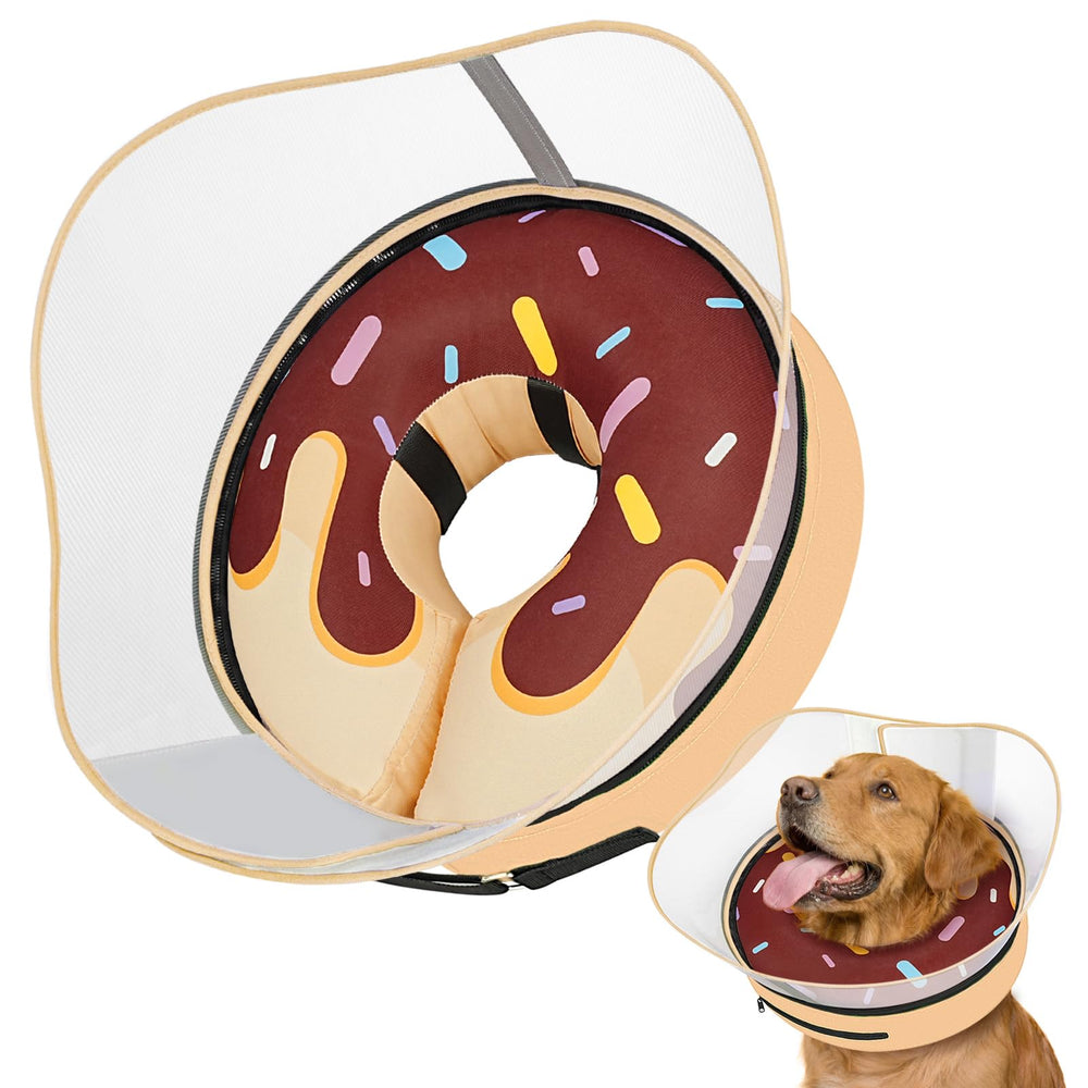 Supet inflatable dog cone shown from the front.
