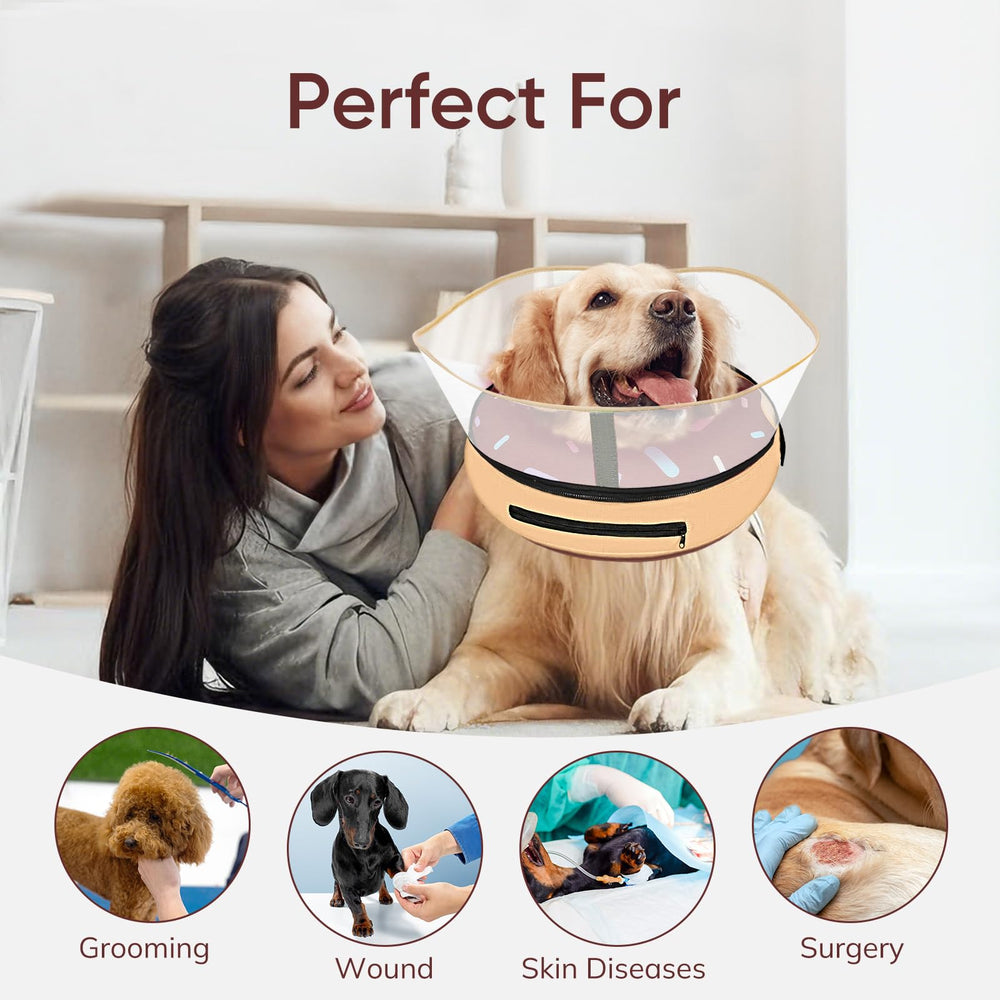 Supet inflatable dog cone with its zippered removable cover visible.