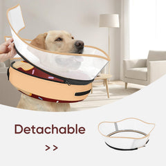 Supet inflatable dog cone shown with the protective shield removed.
